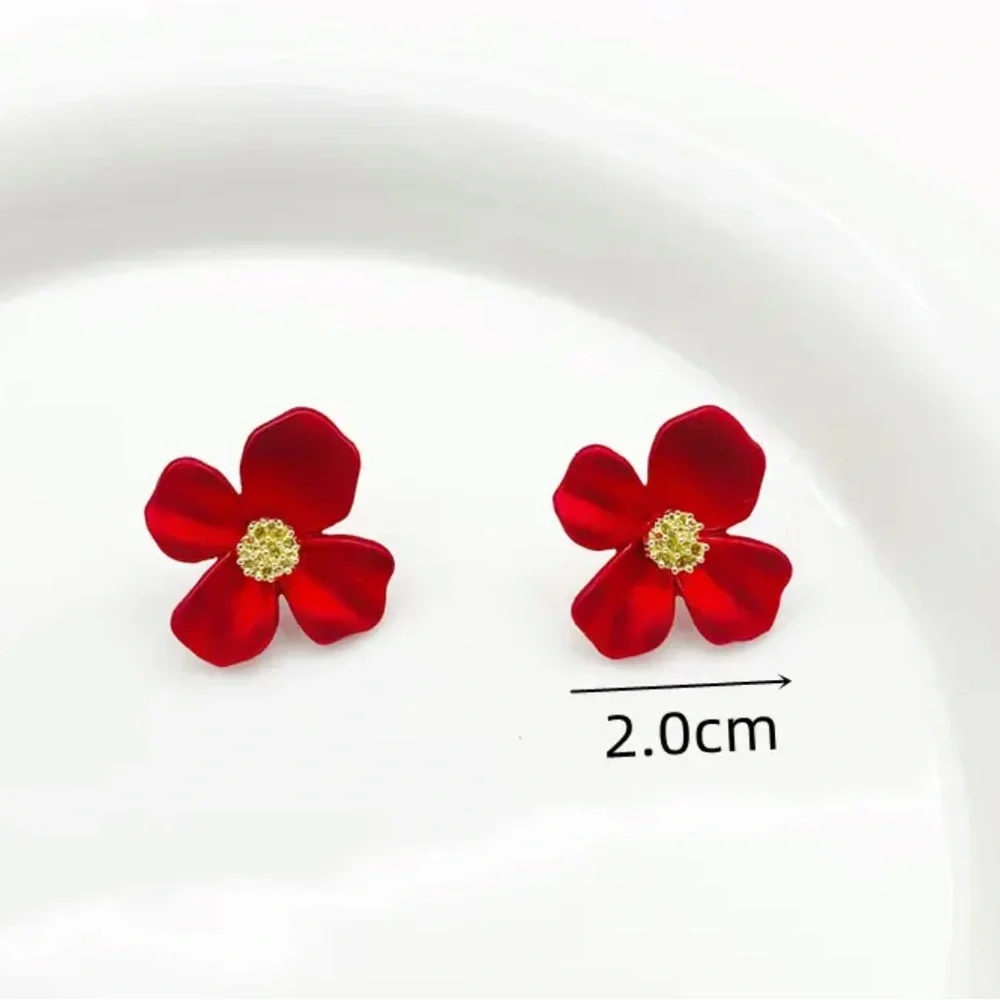 Red Floral Earrings - Picture 1 of 1